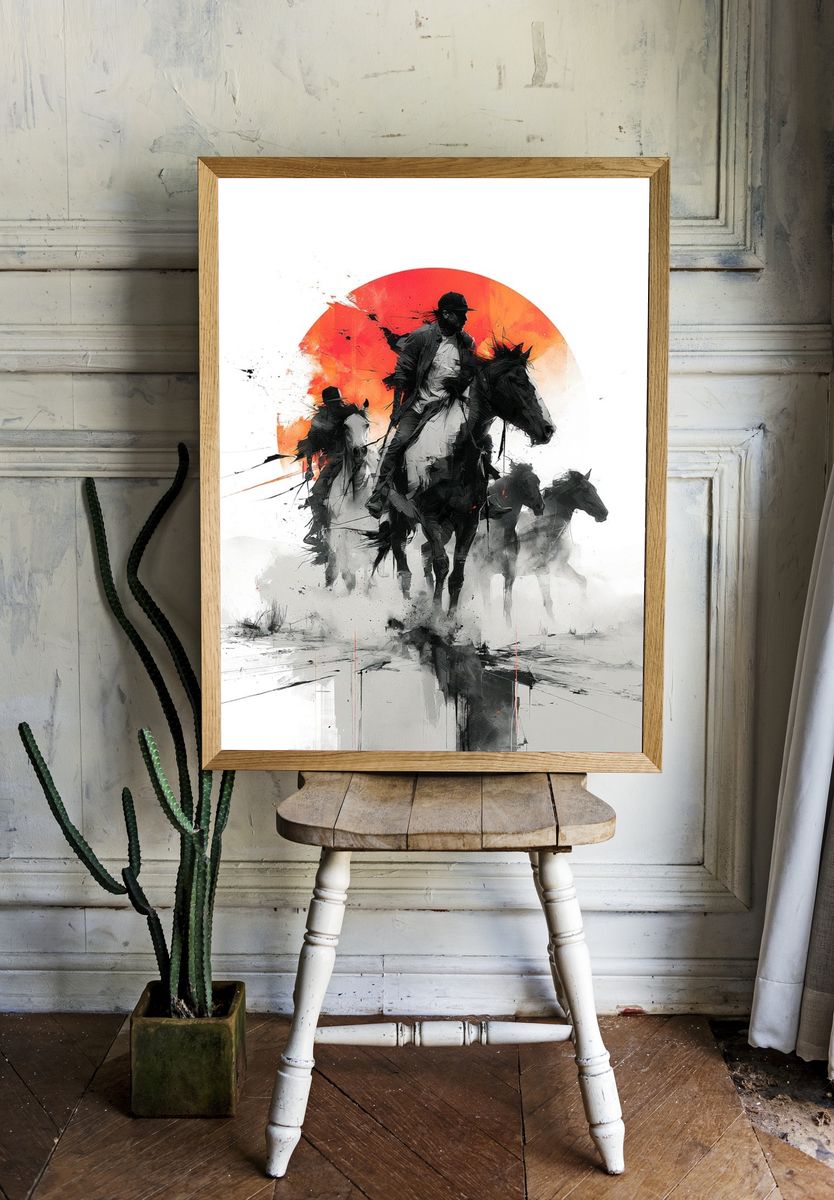 Horse Riders Ink Poster. — room view 1