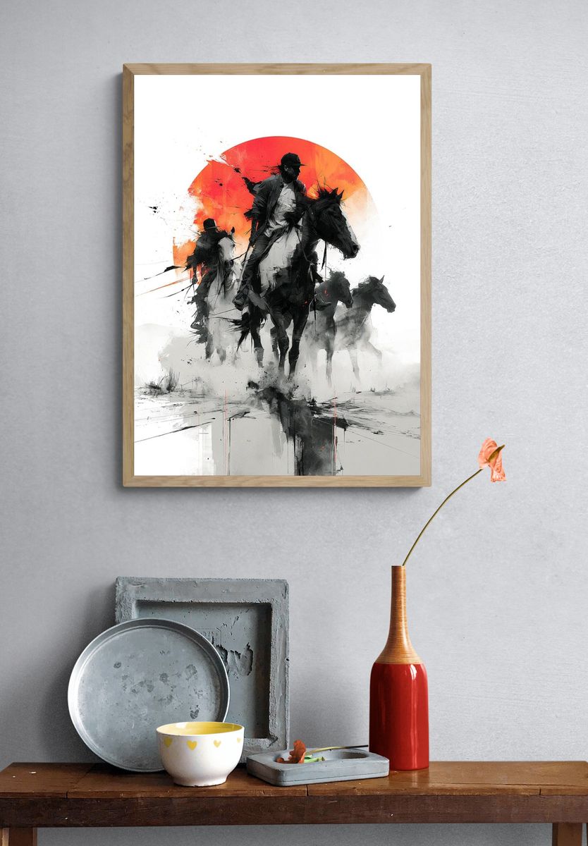 Horse Riders Ink Poster. — room view 3