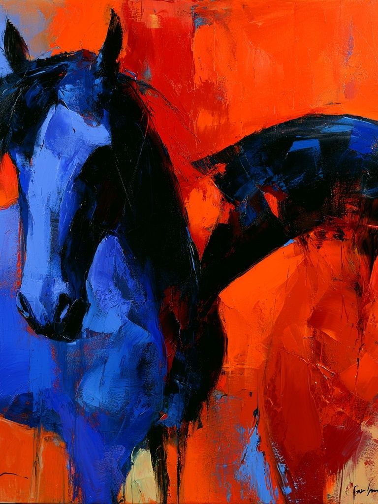 Blue Horse Abstract Print. poster — fine-art art