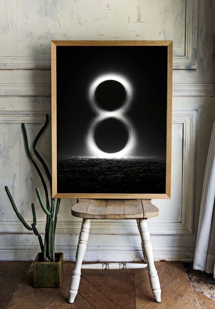 Eclipse Over Dark Sea Print. — room view 1