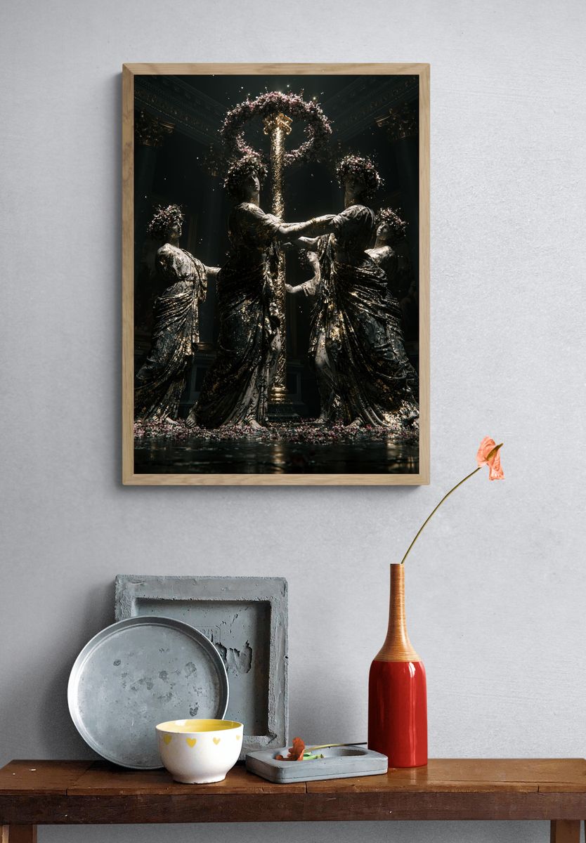Gilded Classical Figures Fine-Art Poster. — room view 3