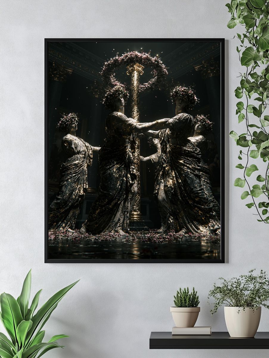Gilded Classical Figures Fine-Art Poster. — room view 4