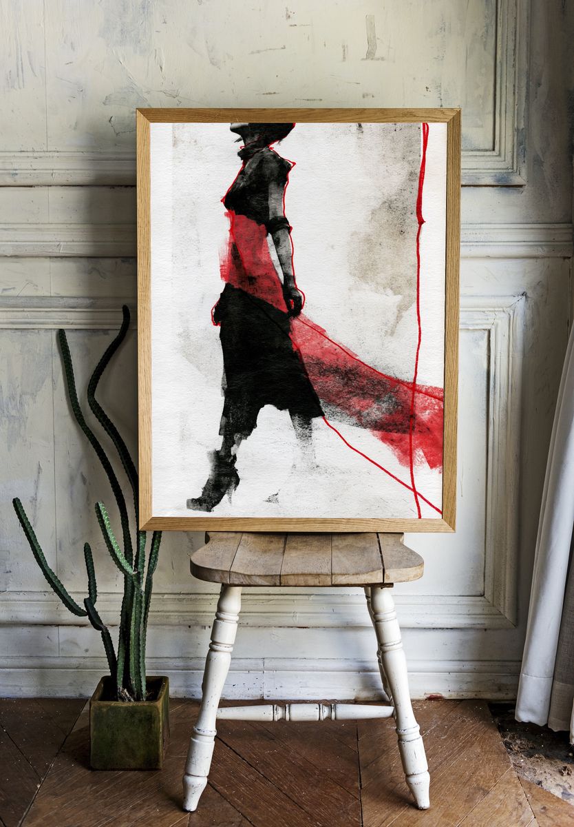 Abstract Figure in Red and Black Poster. — room view 1