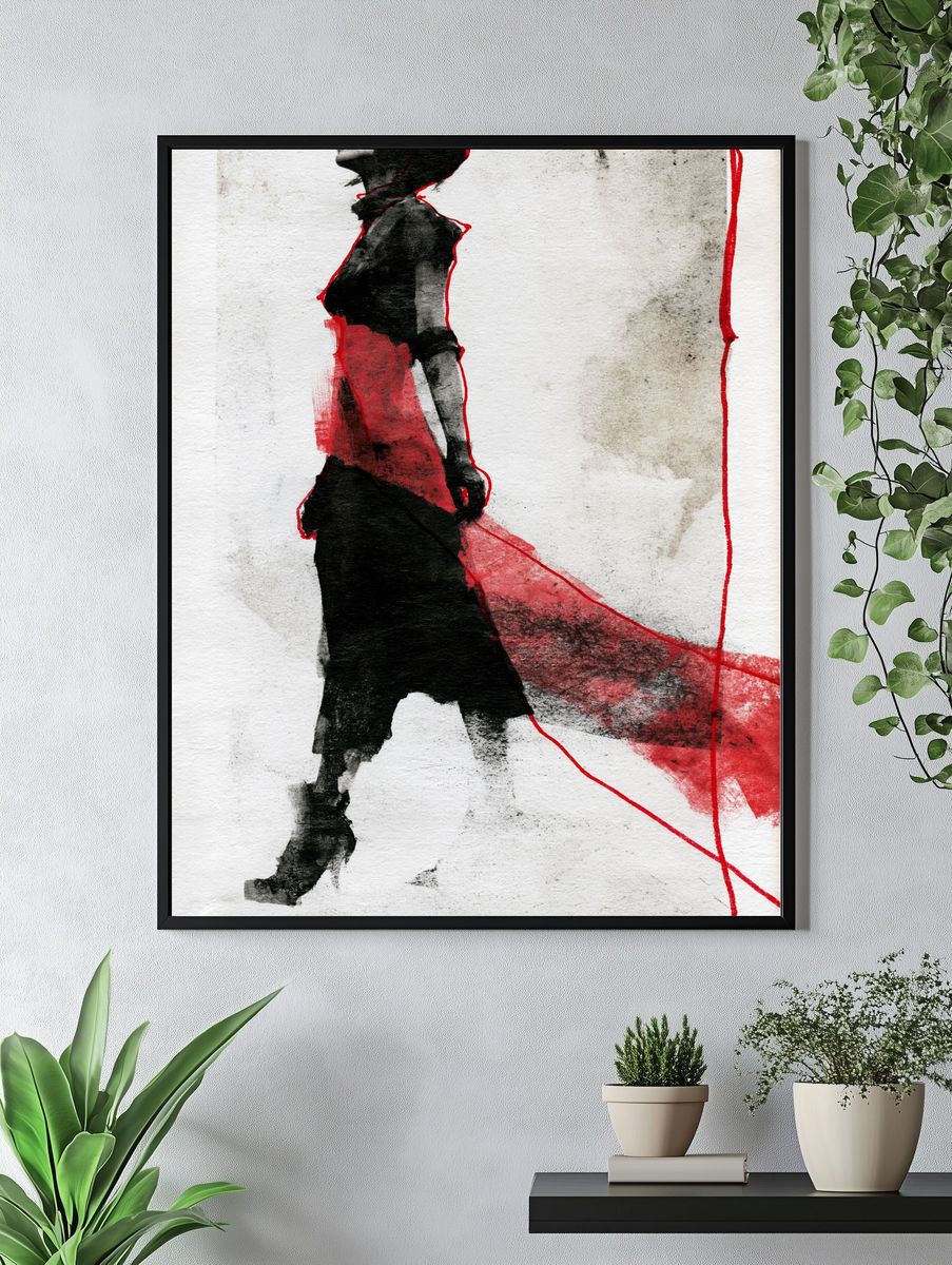 Abstract Figure in Red and Black Poster. — room view 4