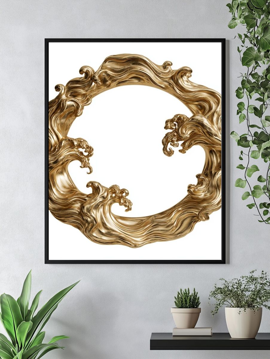 Golden Baroque Wave Frame Poster. — room view 4