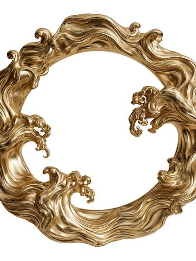 Golden Baroque Wave Frame Poster.
