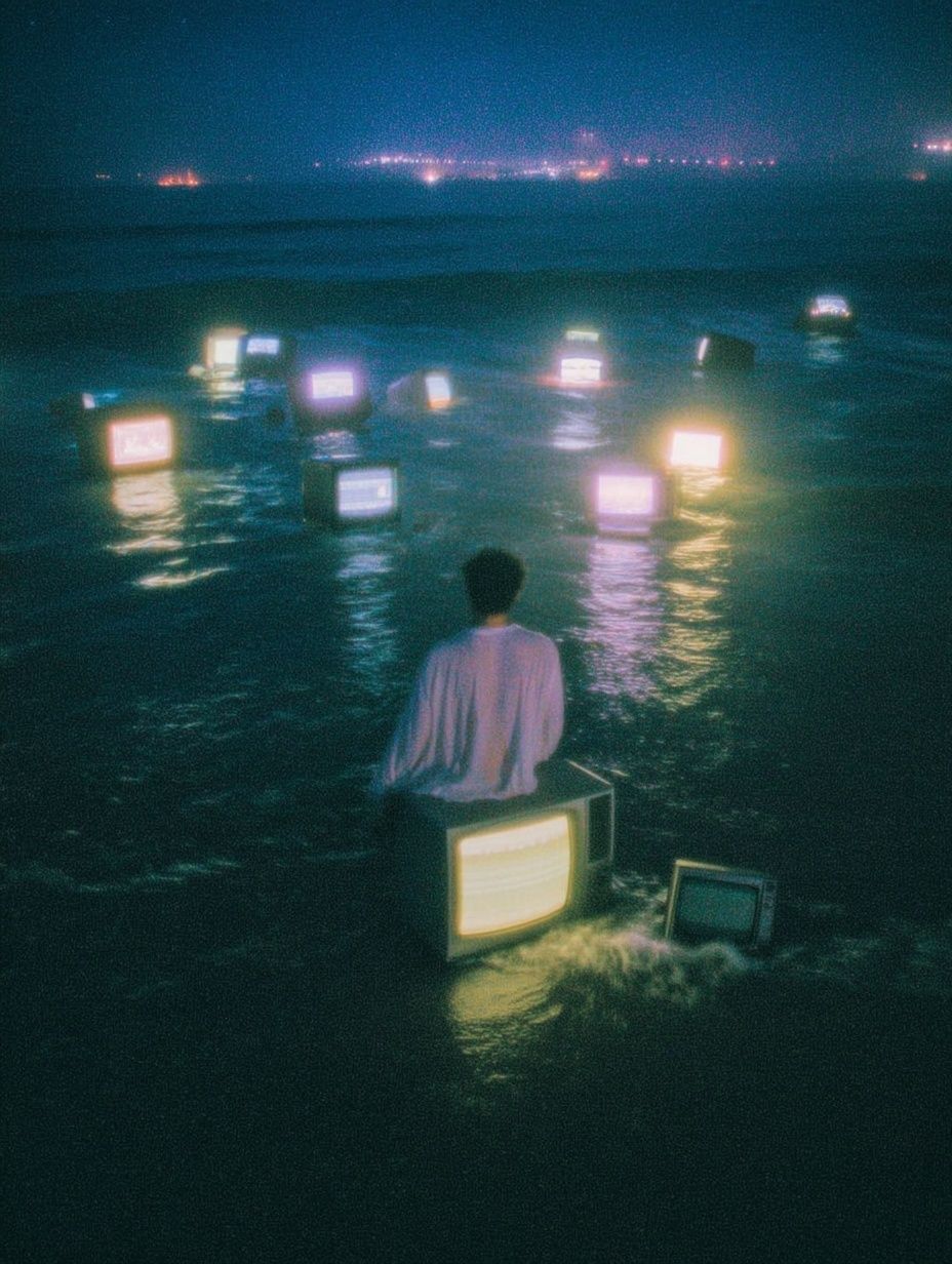 Surreal TV Sea Nightscape Print. poster detail