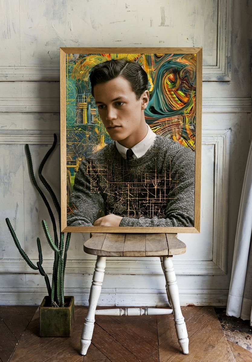 Surreal Portrait Collage Print. — room view 1