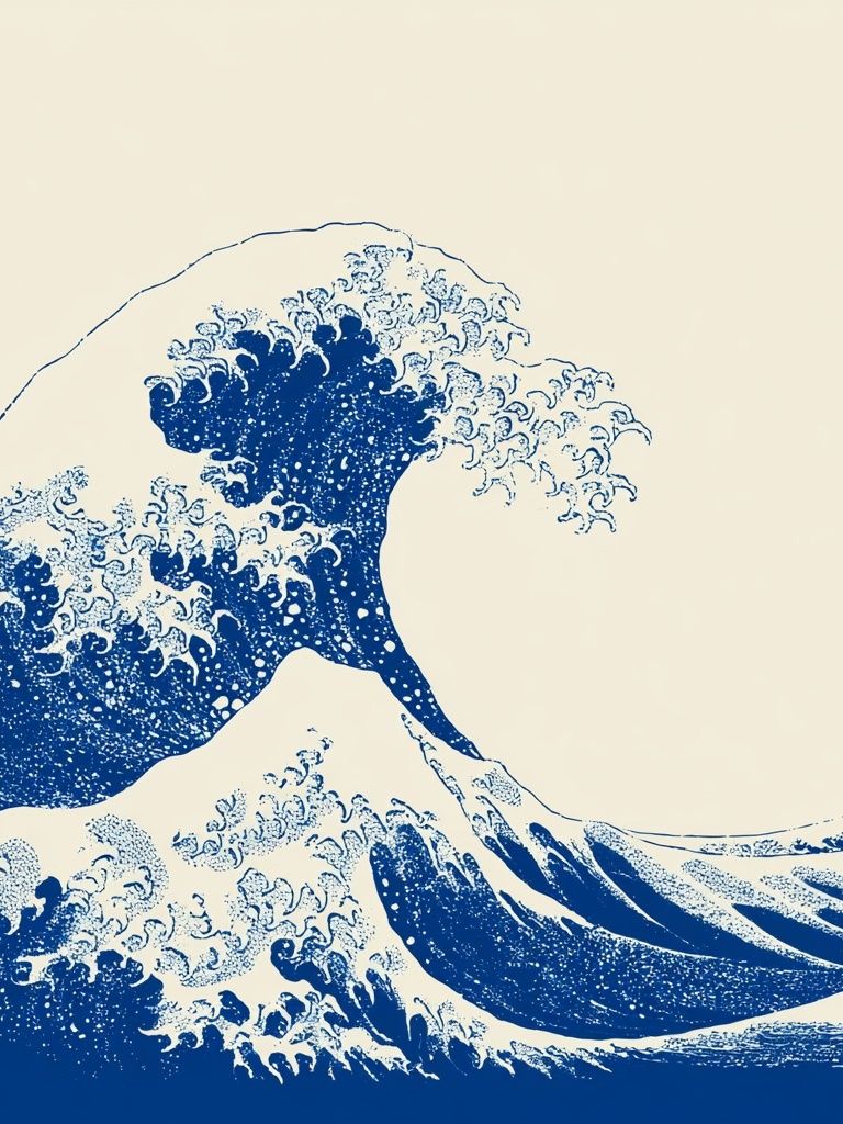Great Wave Blue Print Poster. poster detail