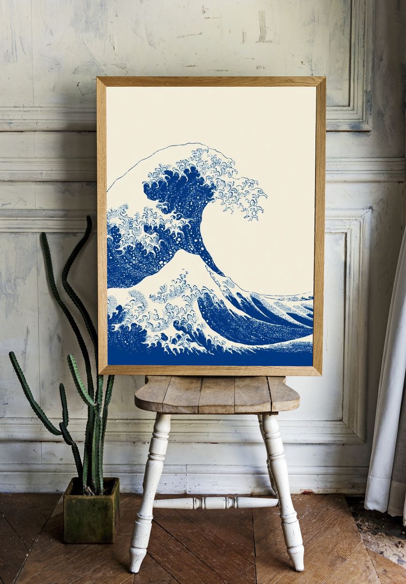 Great Wave Blue Print Poster. — room view 1