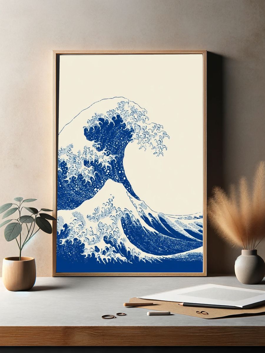 Great Wave Blue Print Poster. — room view 2