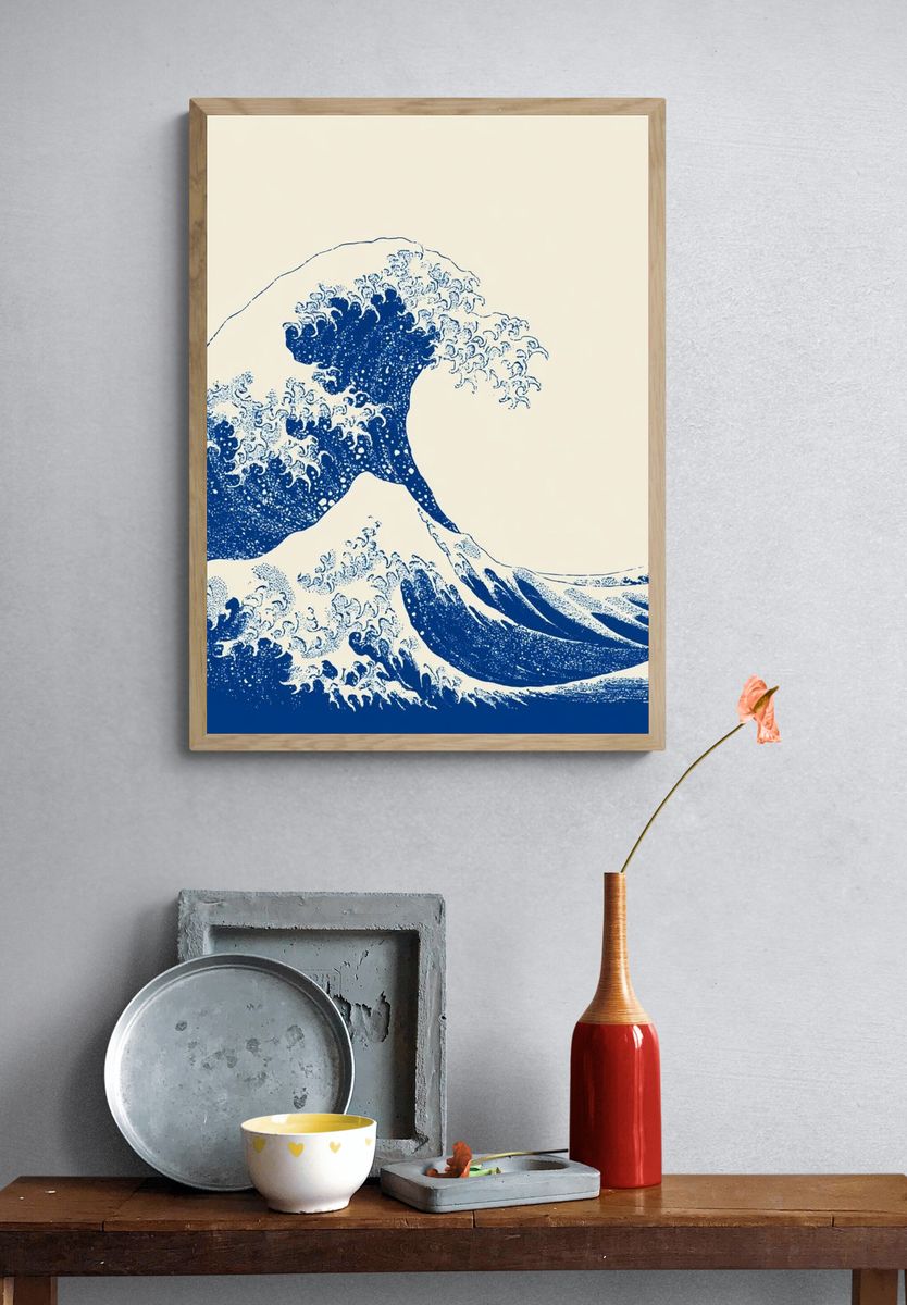 Great Wave Blue Print Poster. — room view 3