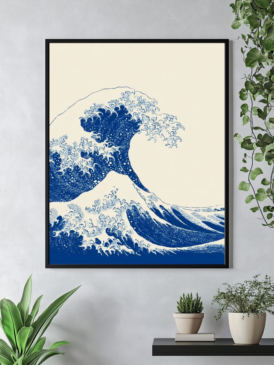 Great Wave Blue Print Poster. — room view 4