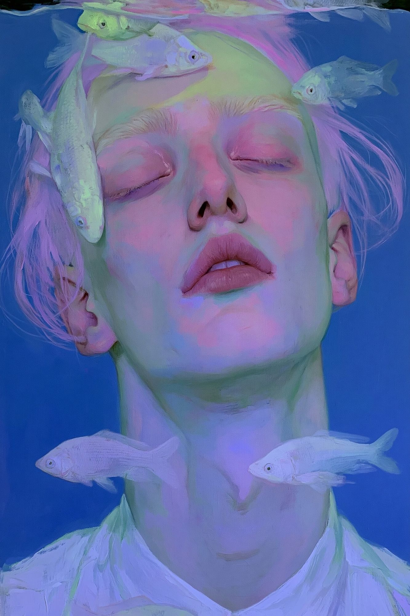 Dreaming Woman with Fish Print. poster detail