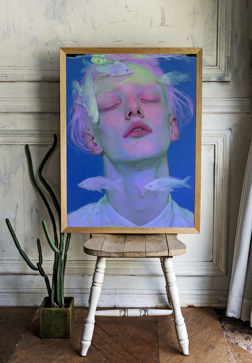 Dreaming Woman with Fish Print. — room view 1
