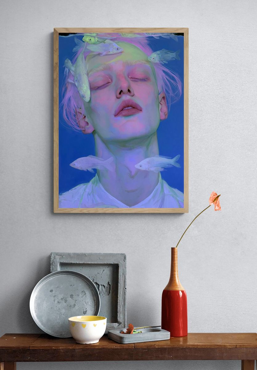 Dreaming Woman with Fish Print. — room view 3