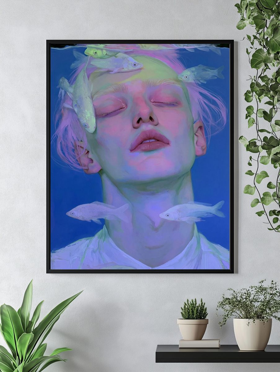 Dreaming Woman with Fish Print. — room view 4