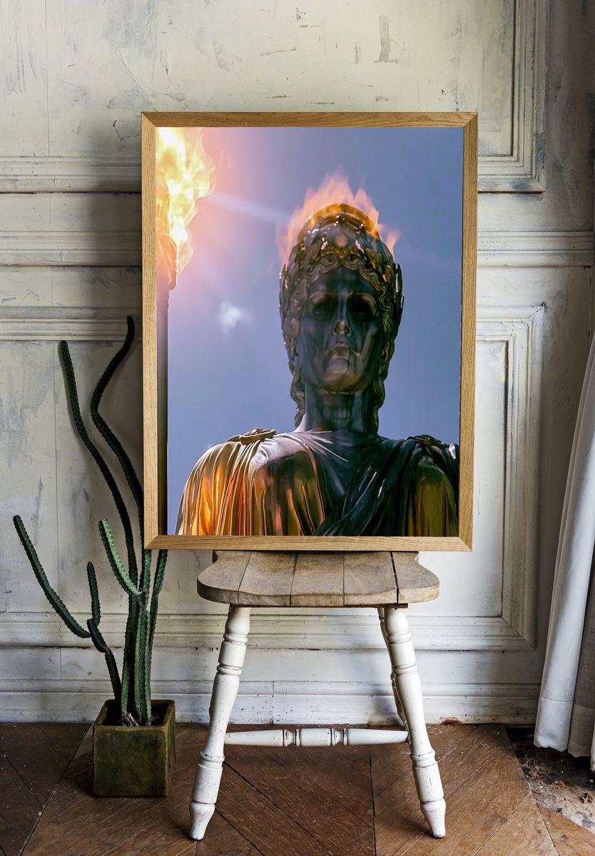 Burning Statue of Liberty Poster. room preview