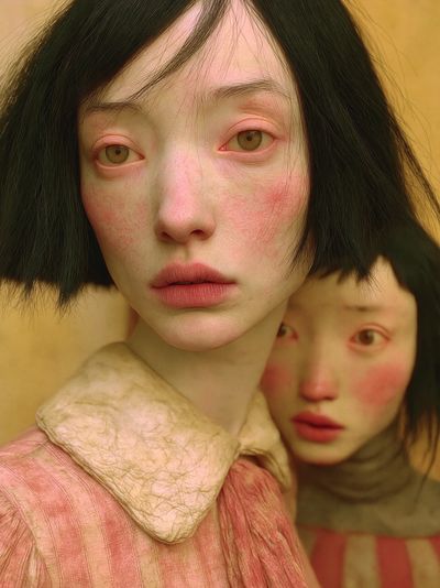 Surreal Twin Portrait Print. poster