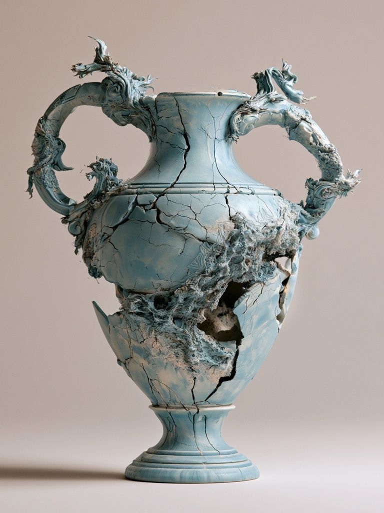 Cracked Ceramic Vase Surrealism Poster. poster detail