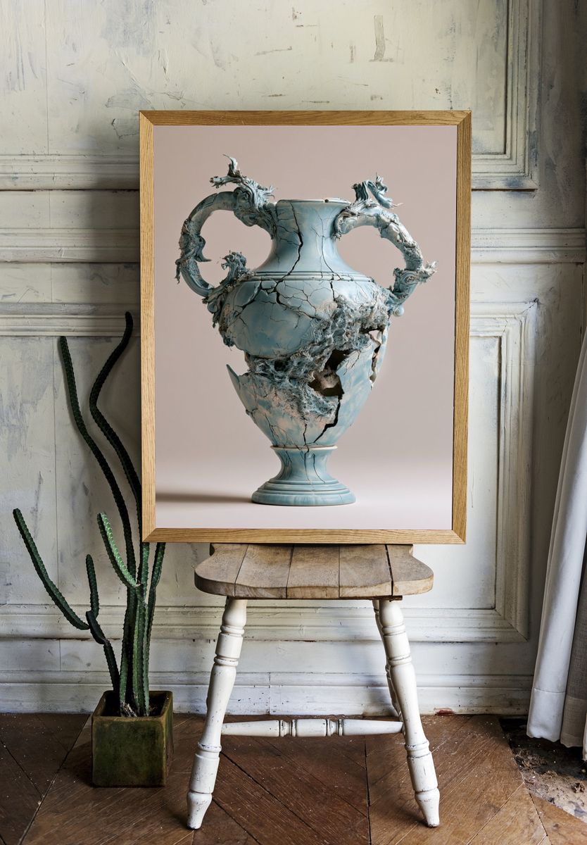 Cracked Ceramic Vase Surrealism Poster. room preview