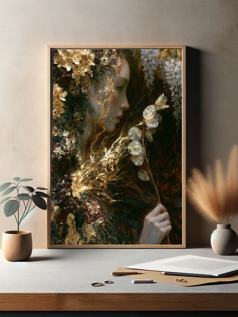 Gilded Muse Portrait Print. — room view 2