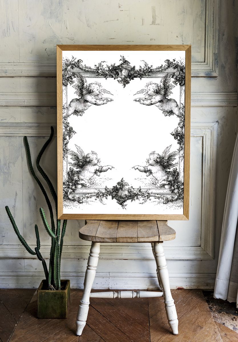 Cherub Baroque Frame Print. — room view 1