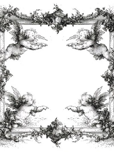 Cherub Baroque Frame Print. poster