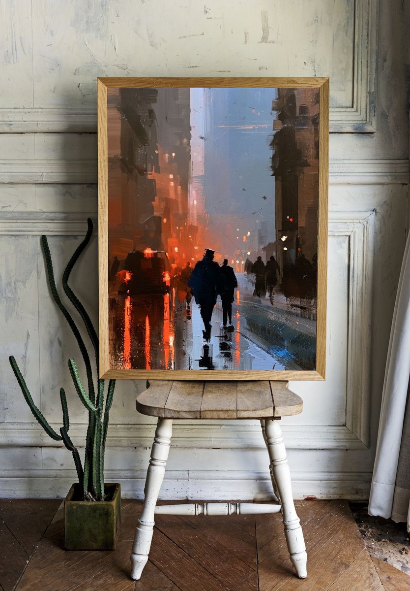 Rainy City Street Fine-Art Print. — room view 1