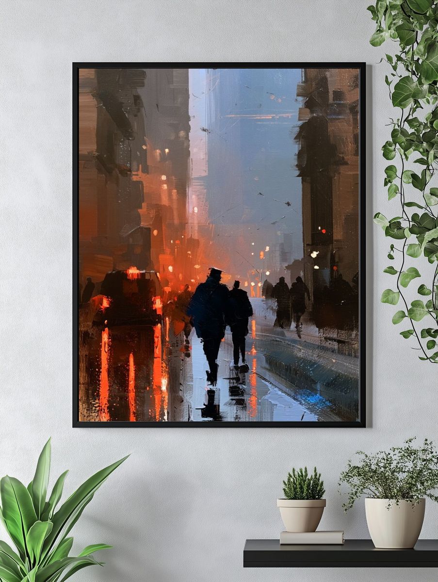 Rainy City Street Fine-Art Print. — room view 4