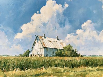 Rustic Barn Landscape Print. poster