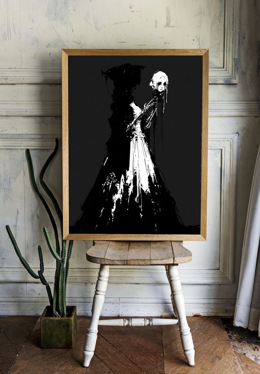 Gothic Figure Black-White Print. — room view 1