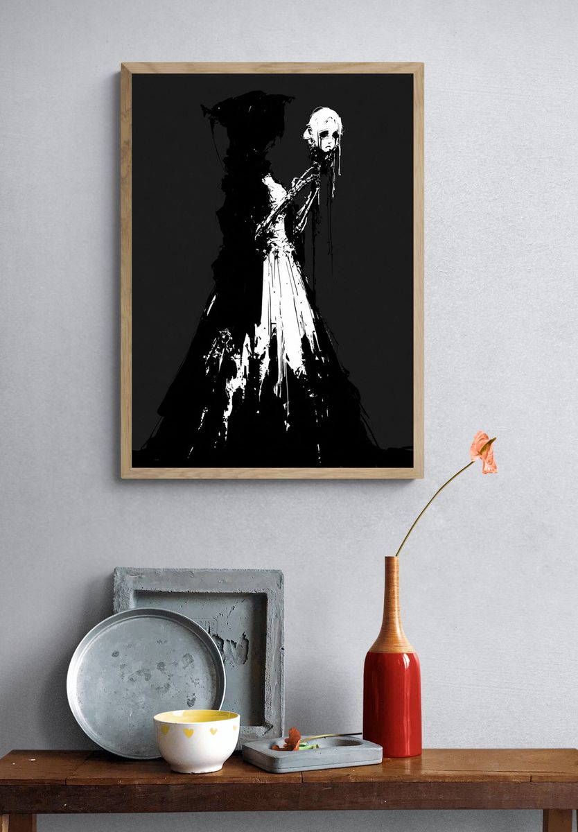 Gothic Figure Black-White Print. — room view 3