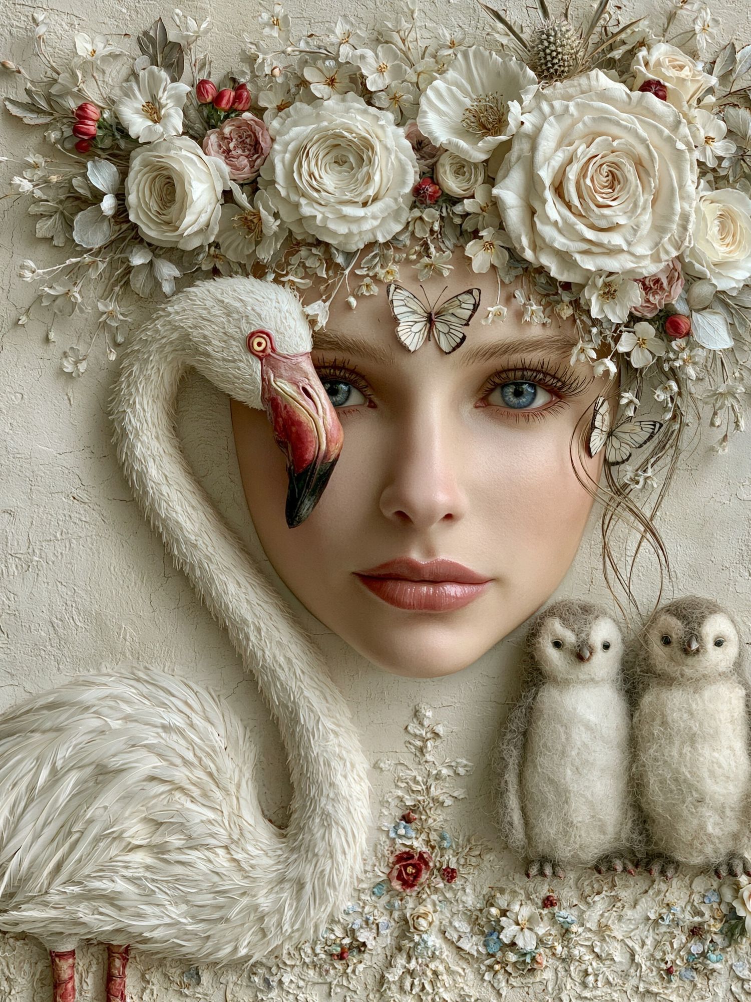 Floral Swan Portrait Print. poster — fine-art art