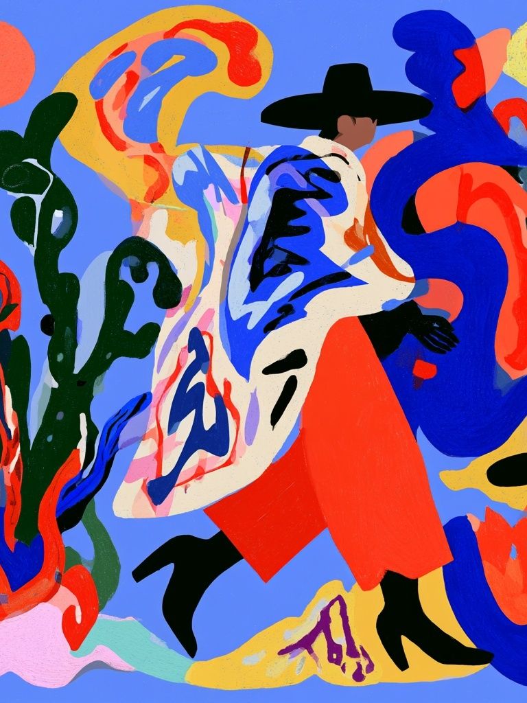 Colorful Cowboy Abstract Print. poster detail
