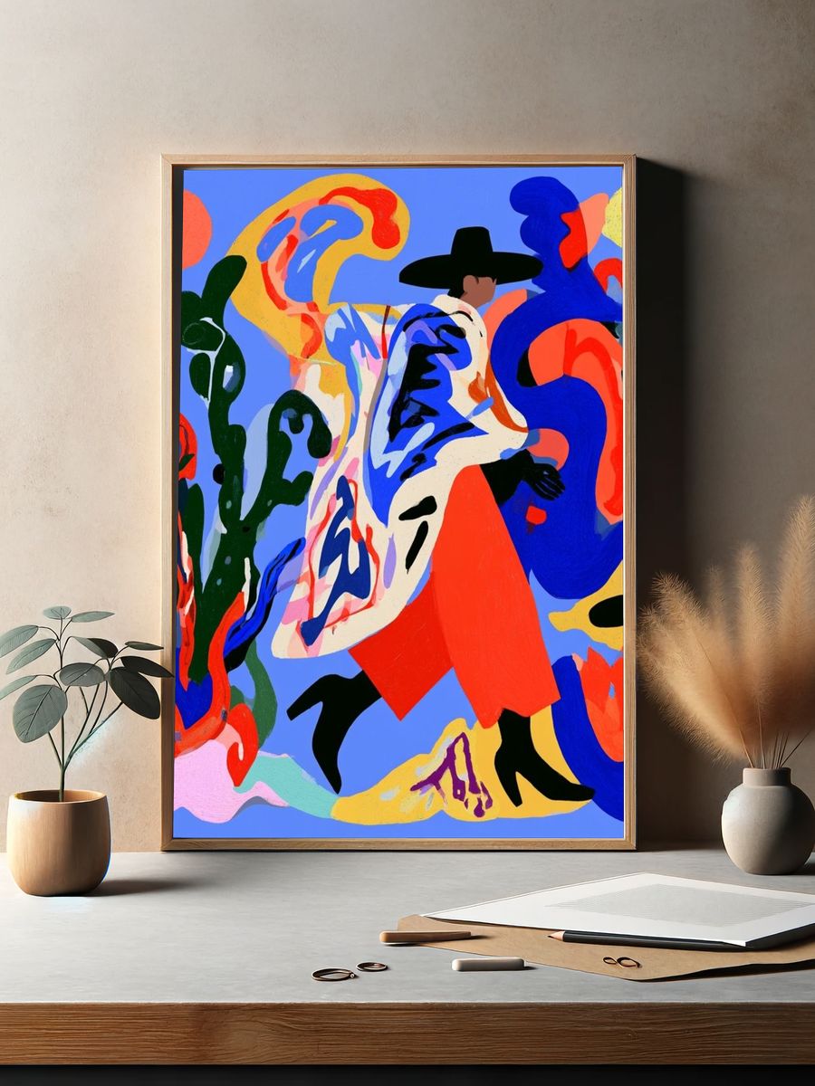 Colorful Cowboy Abstract Print. — room view 2