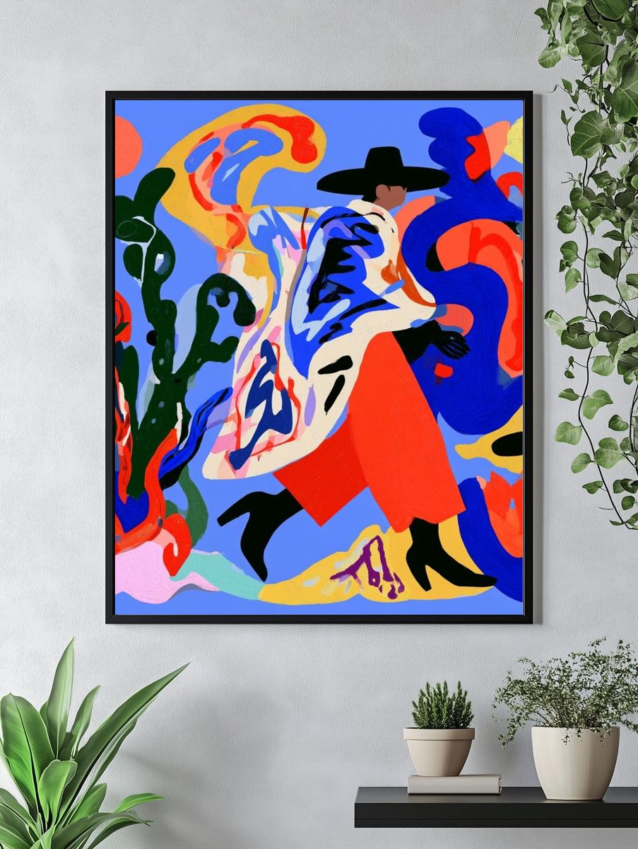 Colorful Cowboy Abstract Print. — room view 4
