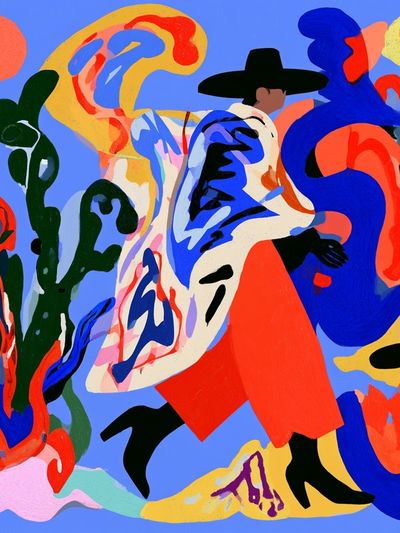 Colorful Cowboy Abstract Print. poster