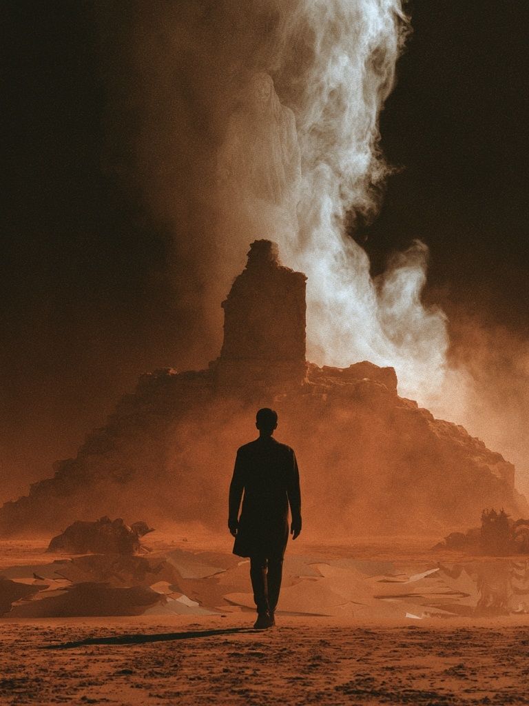 Desert Figure in Smoke Poster. poster detail