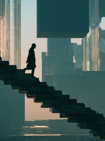 Surreal Stairway Silhouette Print.