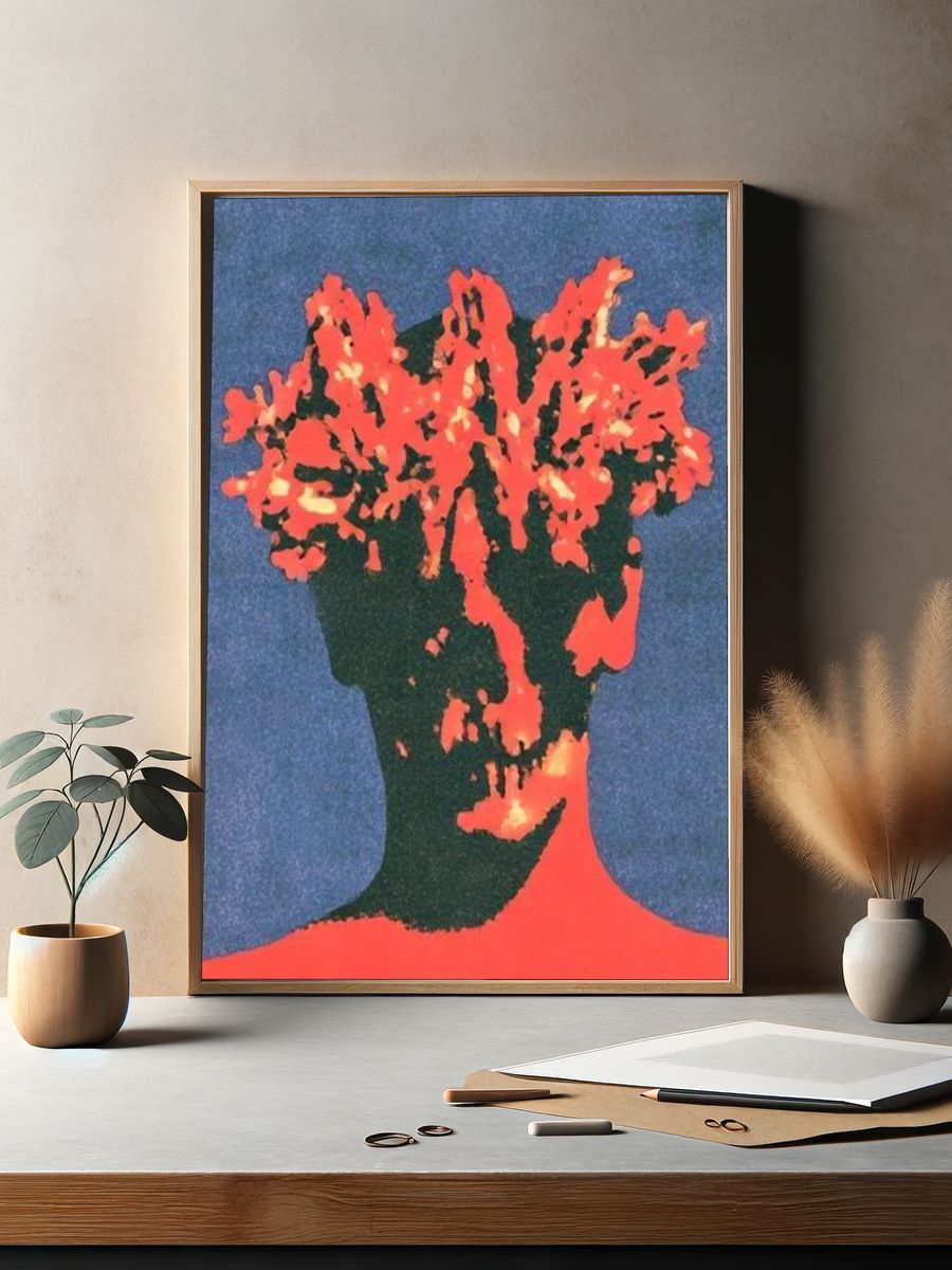 Surreal Floral Head Portrait Print. — room view 2