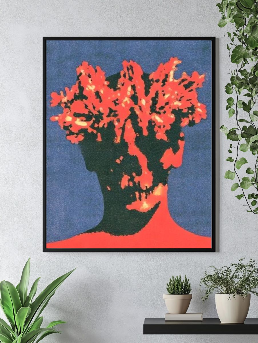 Surreal Floral Head Portrait Print. — room view 4