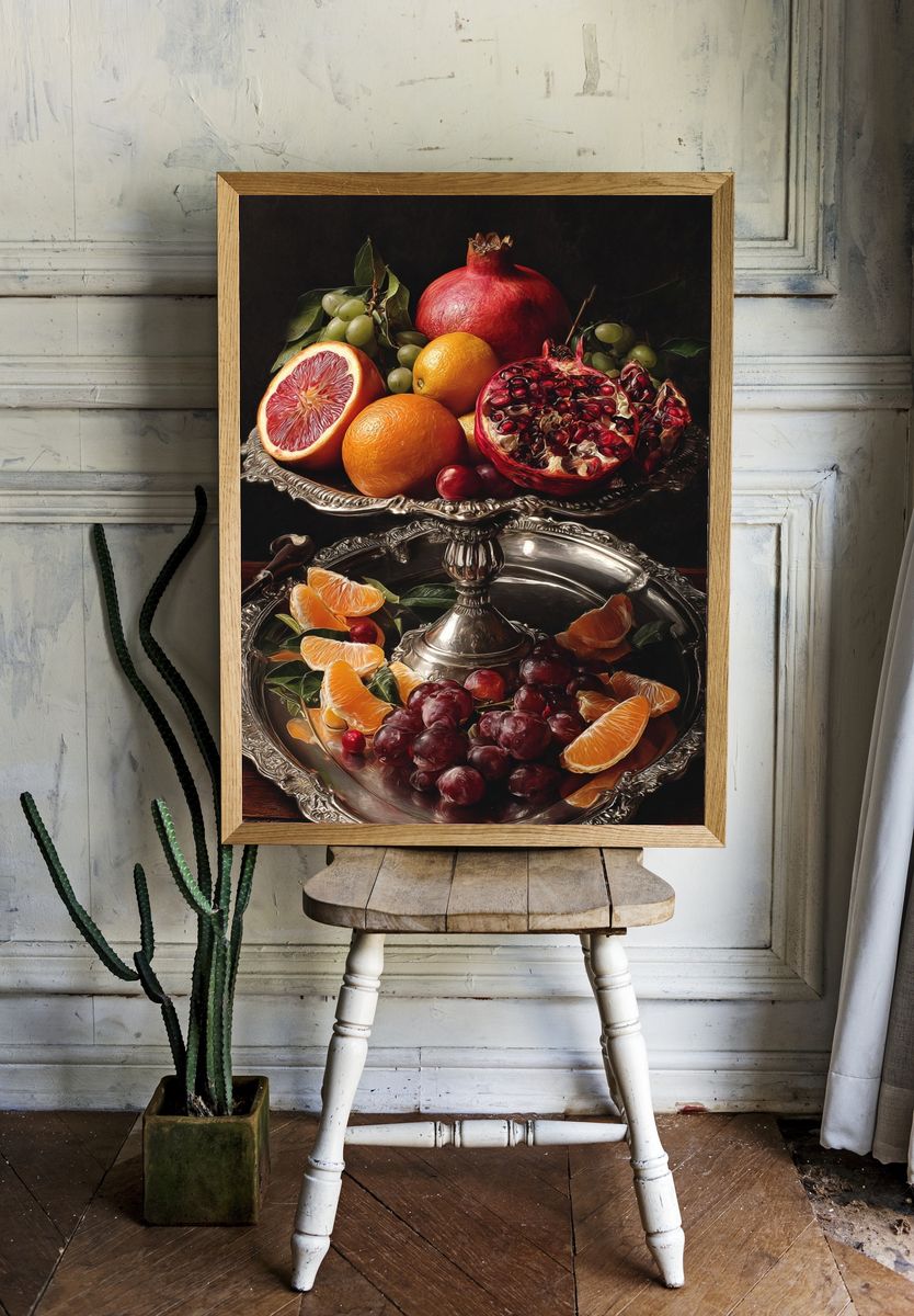 Baroque Citrus Still Life Print. — room view 1