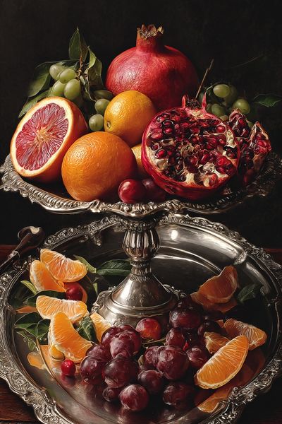 Baroque Citrus Still Life Print. poster print