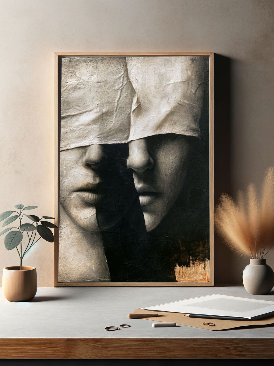 Hidden Faces Surrealism Print. — room view 2