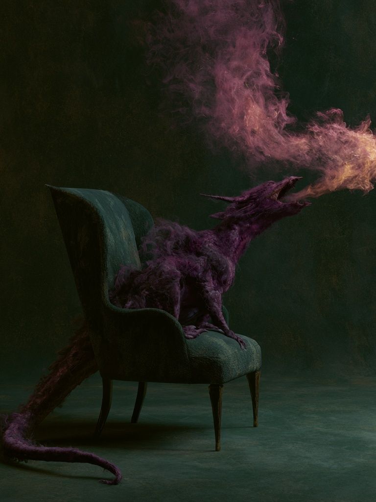 Dragon Chair Surrealism Print. poster — fine-art art