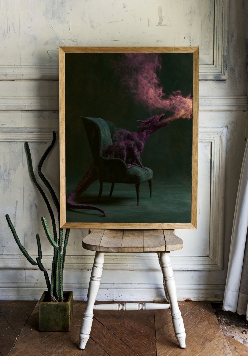 Dragon Chair Surrealism Print. — room view 1