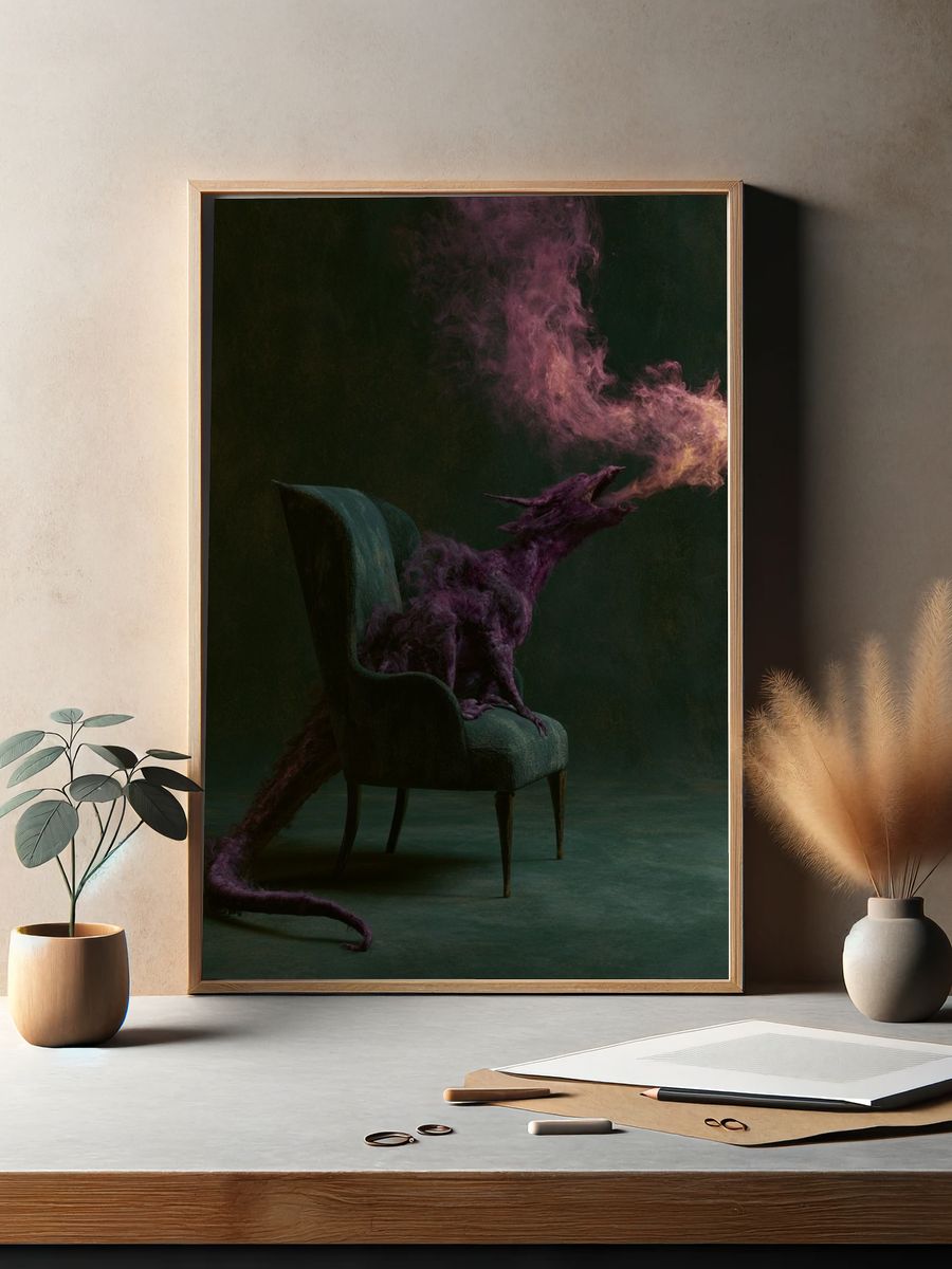 Dragon Chair Surrealism Print. — room view 2