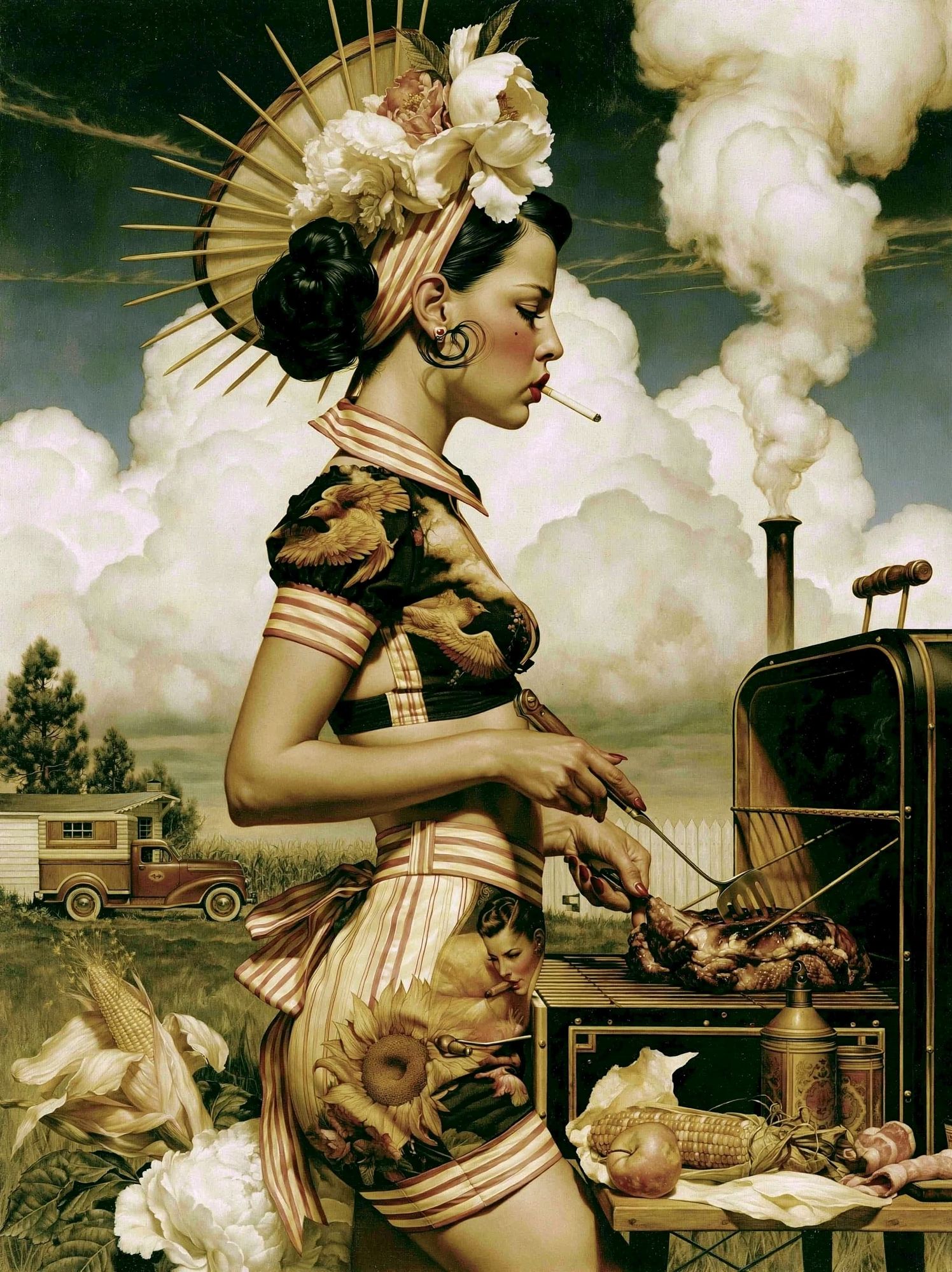 Surreal Barbecue Woman Fine-Art Print. poster — fine-art art