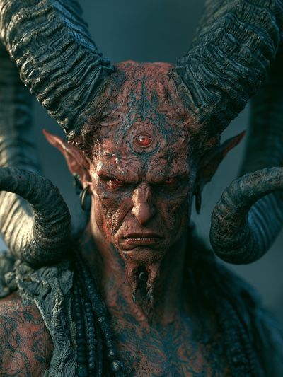 Demonic Horned Portrait Poster.